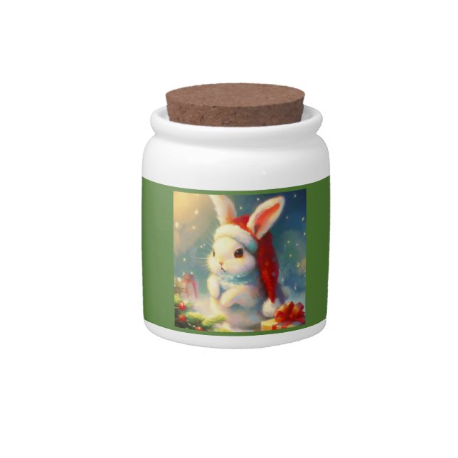 Christmas Rabbit 2 Candy Jar (Front)