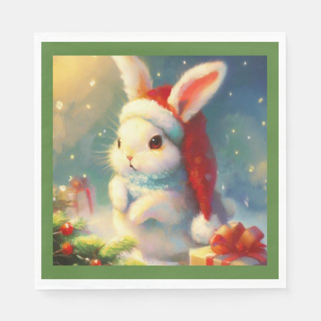 Christmas Rabbit 2 Napkins (Front)