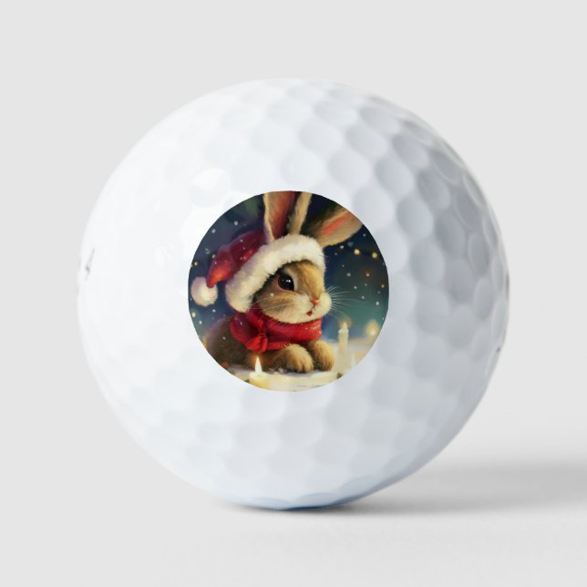 Christmas Rabbit (4) Golf Balls (Front)