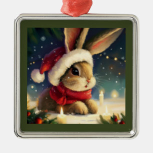 Christmas Rabbit 4 Metal Ornament