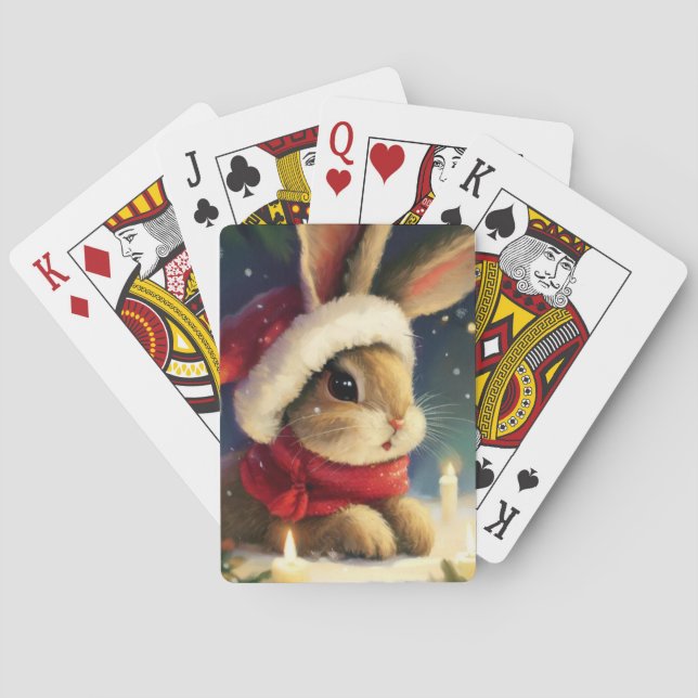 Christmas Rabbit (4) Poker Cards (Back)