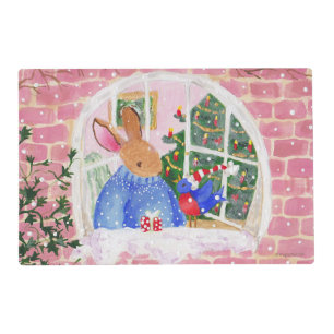 Christmas Rabbit and Bird Placemat