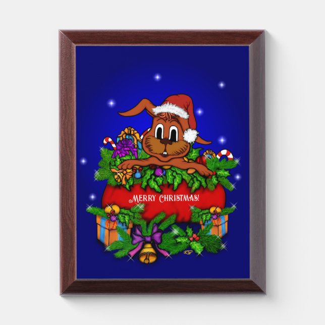Christmas Rabbit Award Plaque (Vertical)