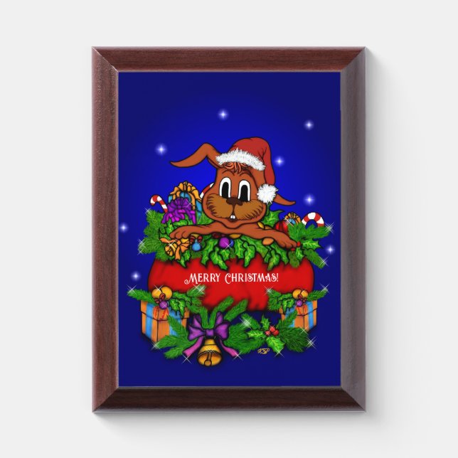 Christmas Rabbit Award Plaque (Vertical)