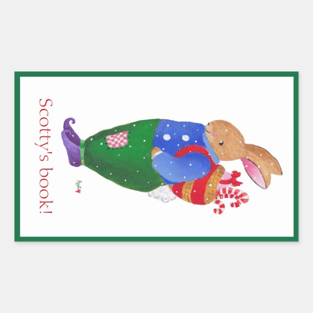 Christmas Rabbit bookplate (Front)