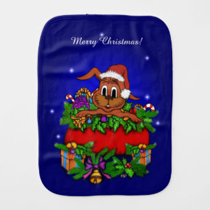 Christmas Rabbit Burp Cloth