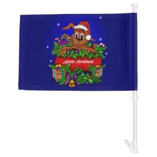 Christmas Rabbit Car Flag