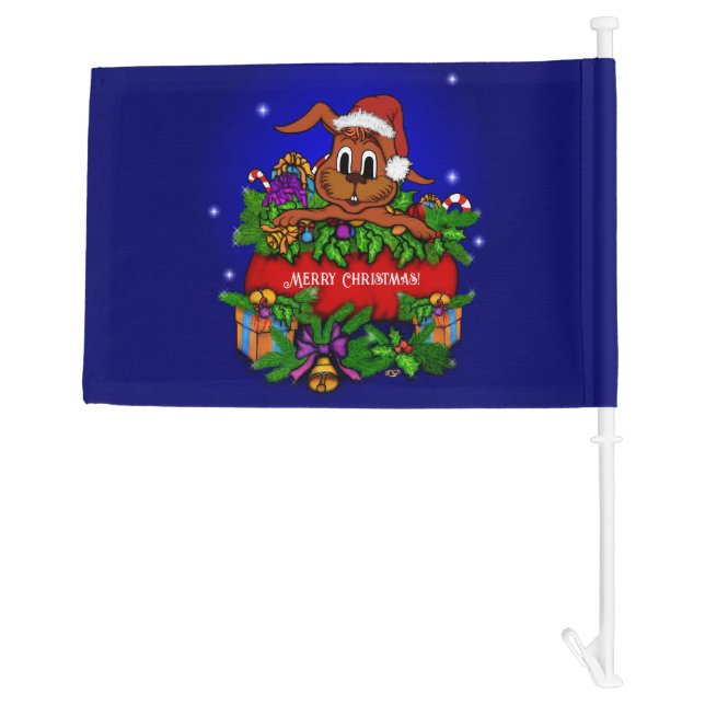 Christmas Rabbit Car Flag (Back)