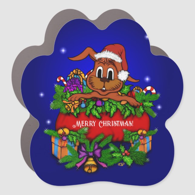 Christmas Rabbit Car Magnet (Front)