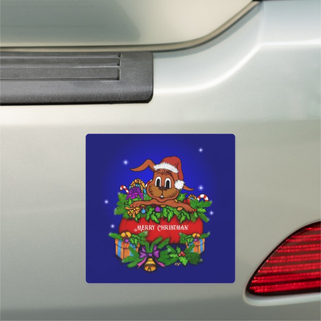 Christmas Rabbit Car Magnet (In Situ)