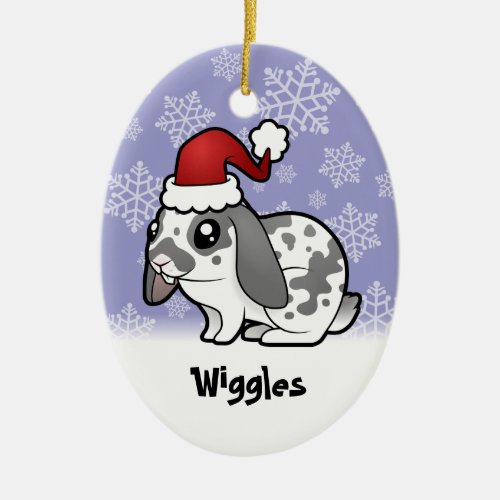 Christmas Rabbit floppy ear smooth hair Ceramic Ornament