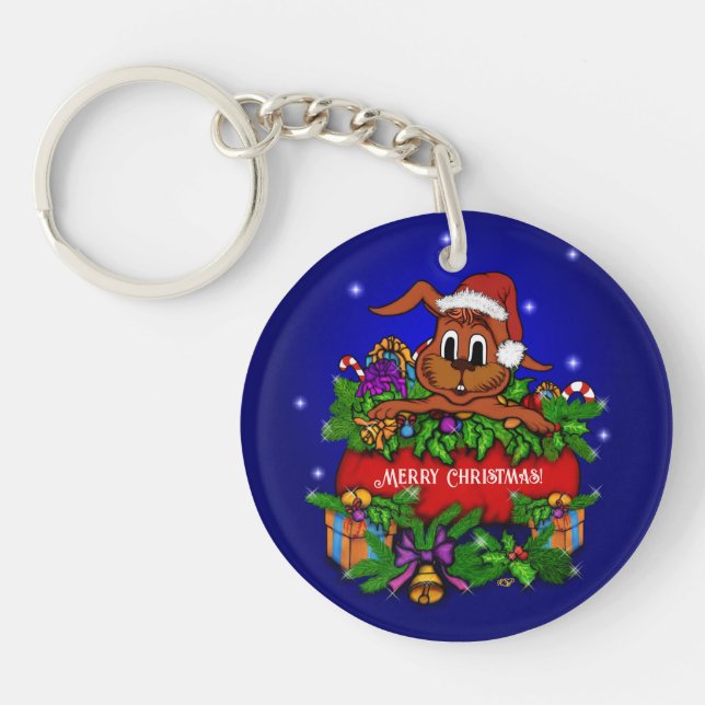 Christmas Rabbit Keychain (Front)