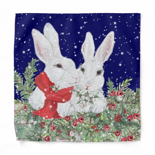 Christmas Rabbit Lovers Holiday Bunny Cute Winter Bandana