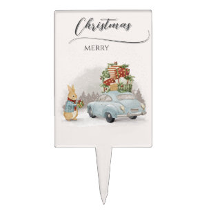 Christmas Rabbit Peter and Car Cake Topper