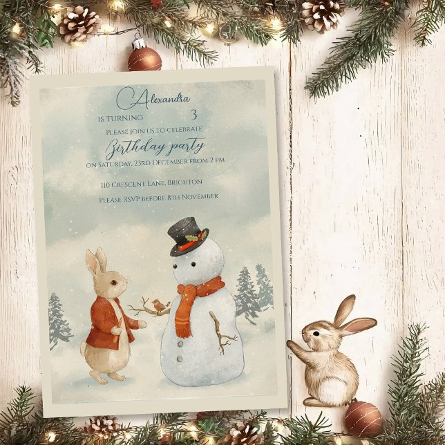 Christmas Rabbit Peter birthday Invitation (Creator Uploaded)