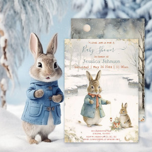 Christmas Rabbit Peter Classic Baby Shower Invitation