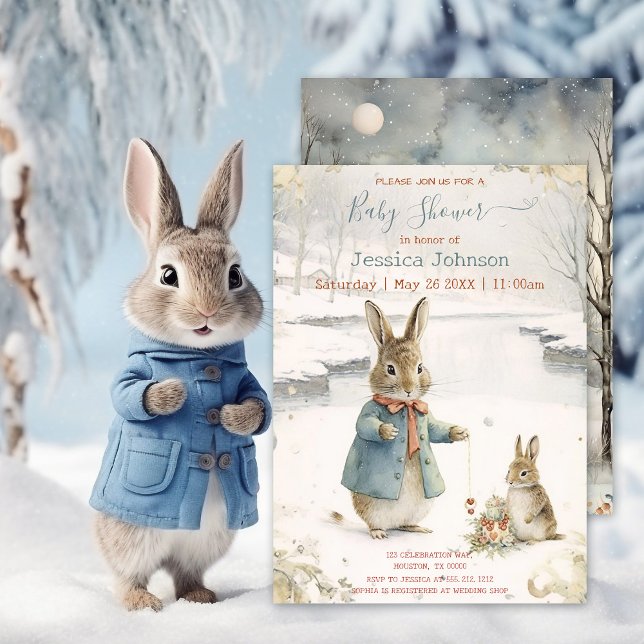 Christmas Rabbit Peter Classic Baby Shower Invitation (Creator Uploaded)