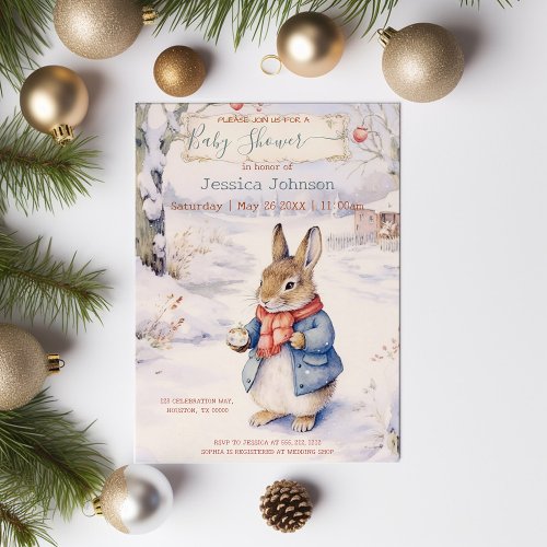 Christmas Rabbit Peter Classic Baby Shower  Invitation