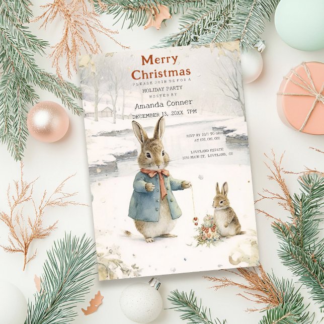 Christmas Rabbit Peter Classic Invitation (Creator Uploaded)
