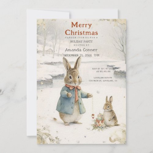 Christmas Rabbit Peter Classic Invitation