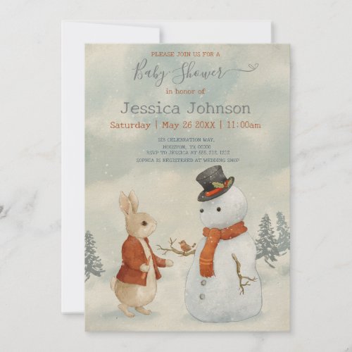 Christmas Rabbit Peter Vintage Baby Shower Invitation