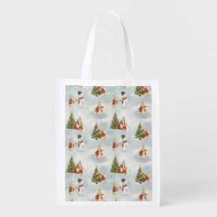 Christmas Rabbit Peter Vintage Grocery Bag
