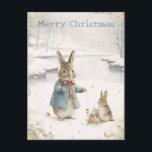 Christmas Rabbit Peter Vintage Postcard<br><div class="desc">A Christmas Rabbit Peter Vintage Theme Collection.- it's an Elegant Simple fun modern watercolor Illustration of Peter rabbit,  perfect for your christmas parties. It’s very easy to customize,  with your personal details. If you need any other matching product or customization,  kindly message via Zazzle.</div>