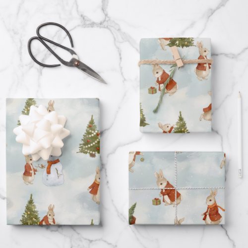 Christmas Rabbit Peter Vintage Wrapping Paper Sheets