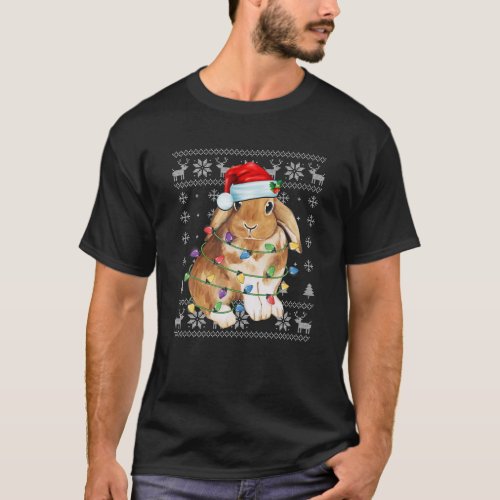Christmas Rabbit Santa Hat Bunny Lover Gift Merry T_Shirt