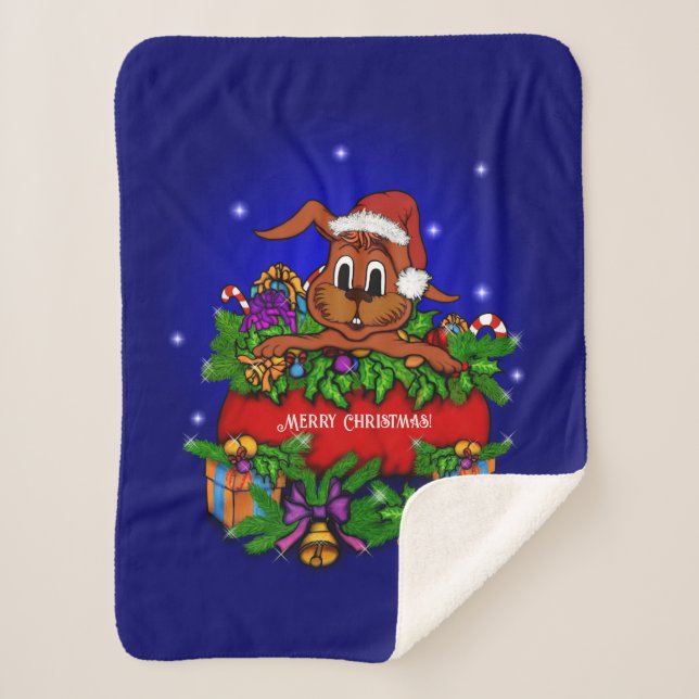 Christmas Rabbit Sherpa Blanket (Front)