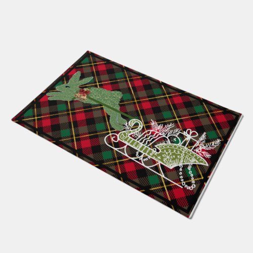 Christmas Rabbit Topiary Sleigh doormat