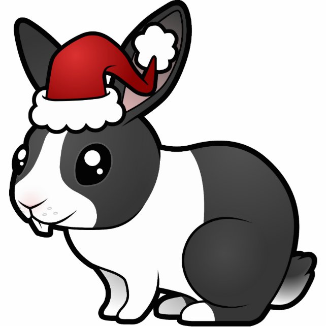 Christmas Rabbit (uppy ear smooth hair) Cutout (Front)