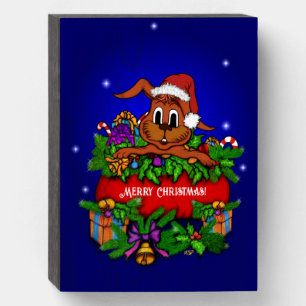 Christmas Rabbit Wooden Box Sign