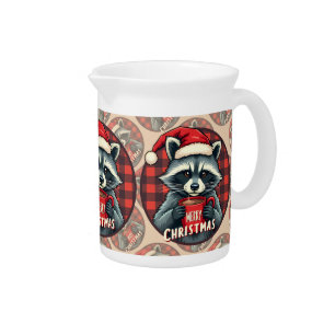 Christmas Raccoon Cocoa Cheer Beverage Pitcher