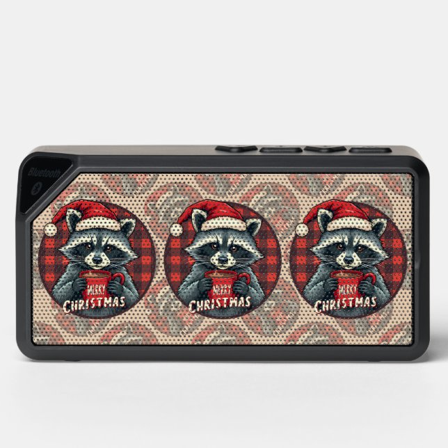 Christmas Raccoon Cocoa Cheer Bluetooth Speaker (Front)