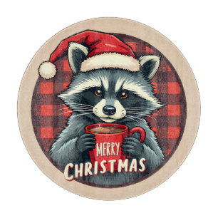 Christmas Raccoon Cocoa Cheer Cutting Board