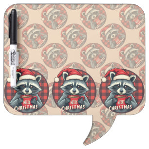 Christmas Raccoon Cocoa Cheer Dry Erase Board