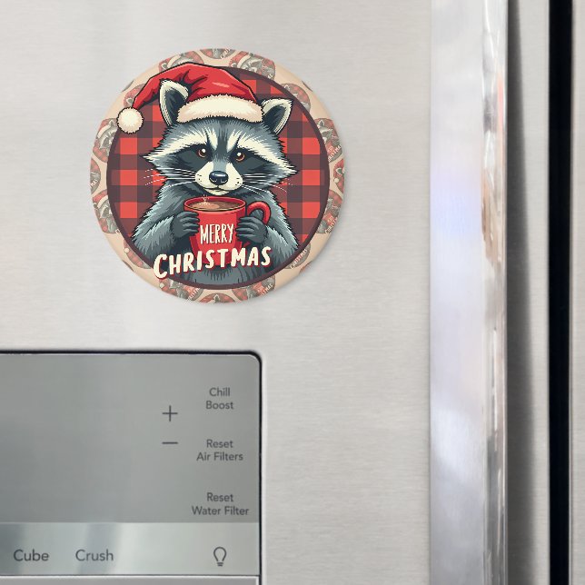 Christmas Raccoon Cocoa Cheer Magnet (In Situ (Fridge))