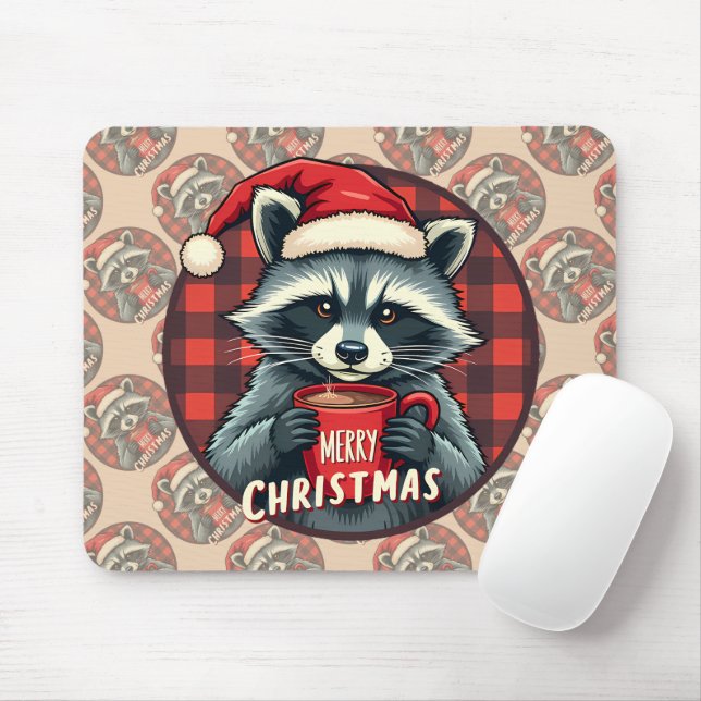 Christmas Raccoon Cocoa Cheer Mouse Pad (With Mouse)