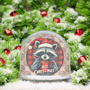 Christmas Raccoon Cocoa Cheer Snow Globe