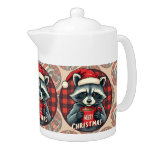 Christmas Raccoon Cocoa Cheer Teapot