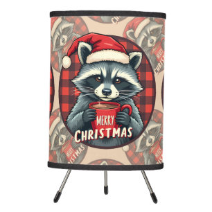 Christmas Raccoon Cocoa Cheer Tripod Lamp