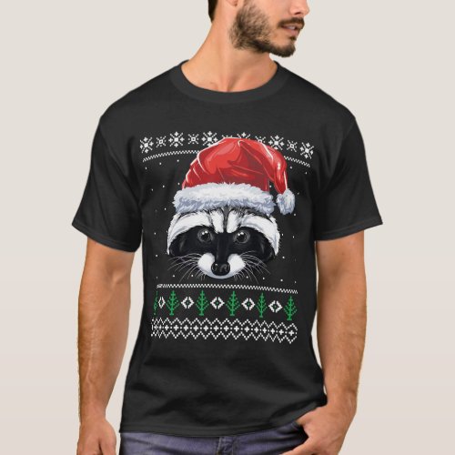 Christmas Raccoon Funny Santa Raccoon Xmas Ugly Sw T_Shirt