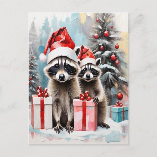 Christmas Raccoon Lover  Holiday Postcard