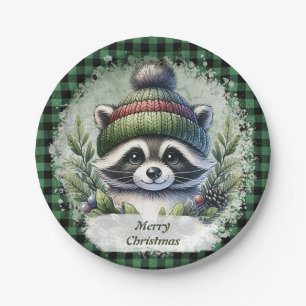 Christmas Raccoon Paper Plates 