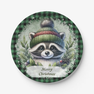 Christmas Raccoon Paper Plates