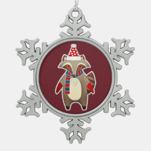 christmas raccoon pewter ornament