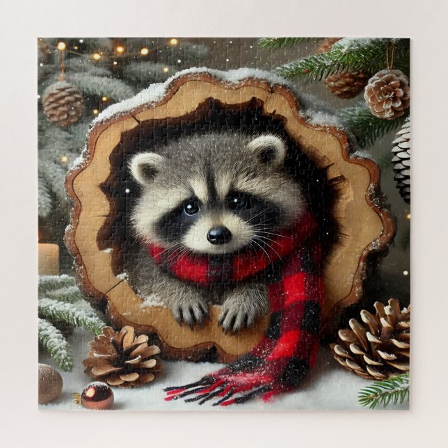 Christmas Raccoon Puzzle (Vertical)