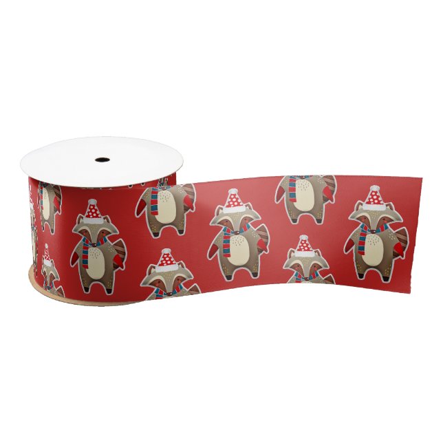 christmas raccoon ribbon (Spool)