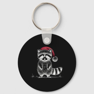 Christmas Raccoon Santa Hat Trash Panda Raccoon Lo Keychain